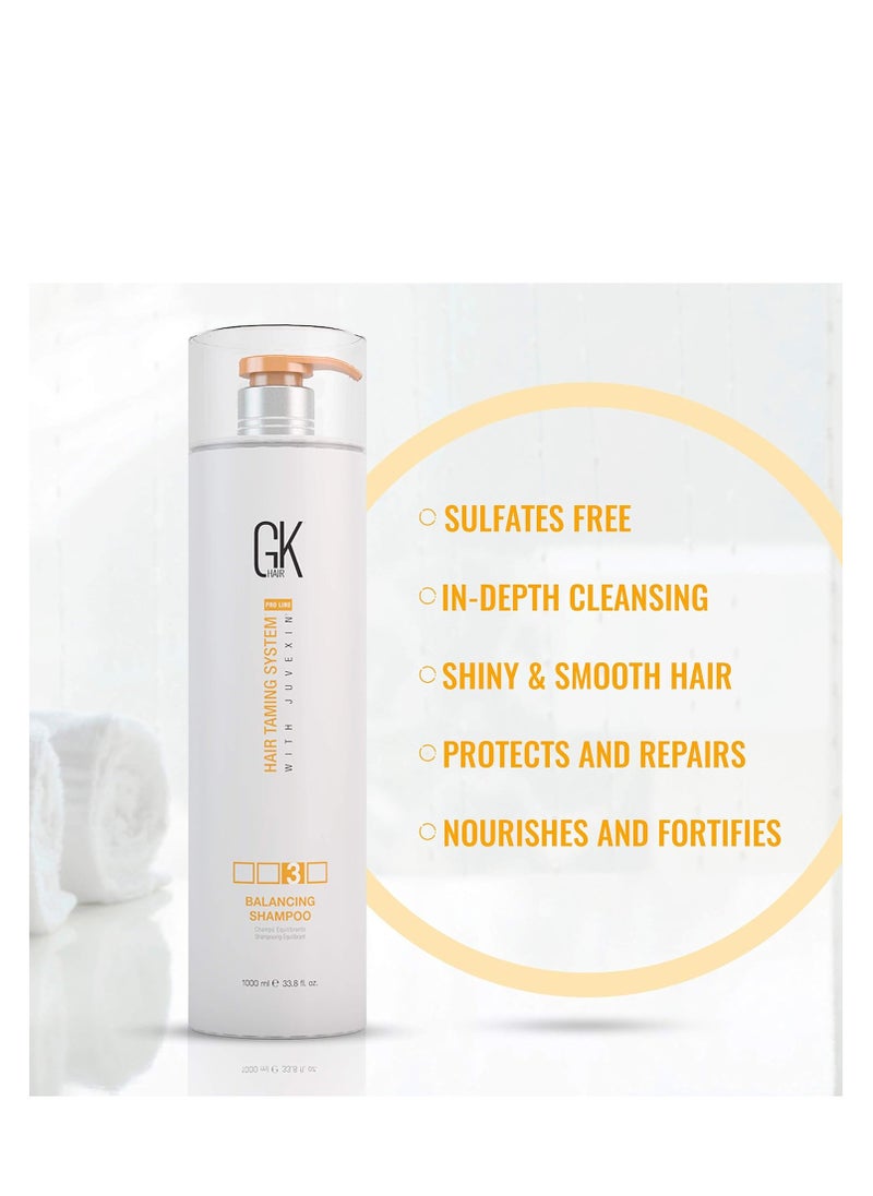 GK Hair Taming System Global Balancing Shampoo For Oily & Color Treated Hair Daily Use 1Ltr