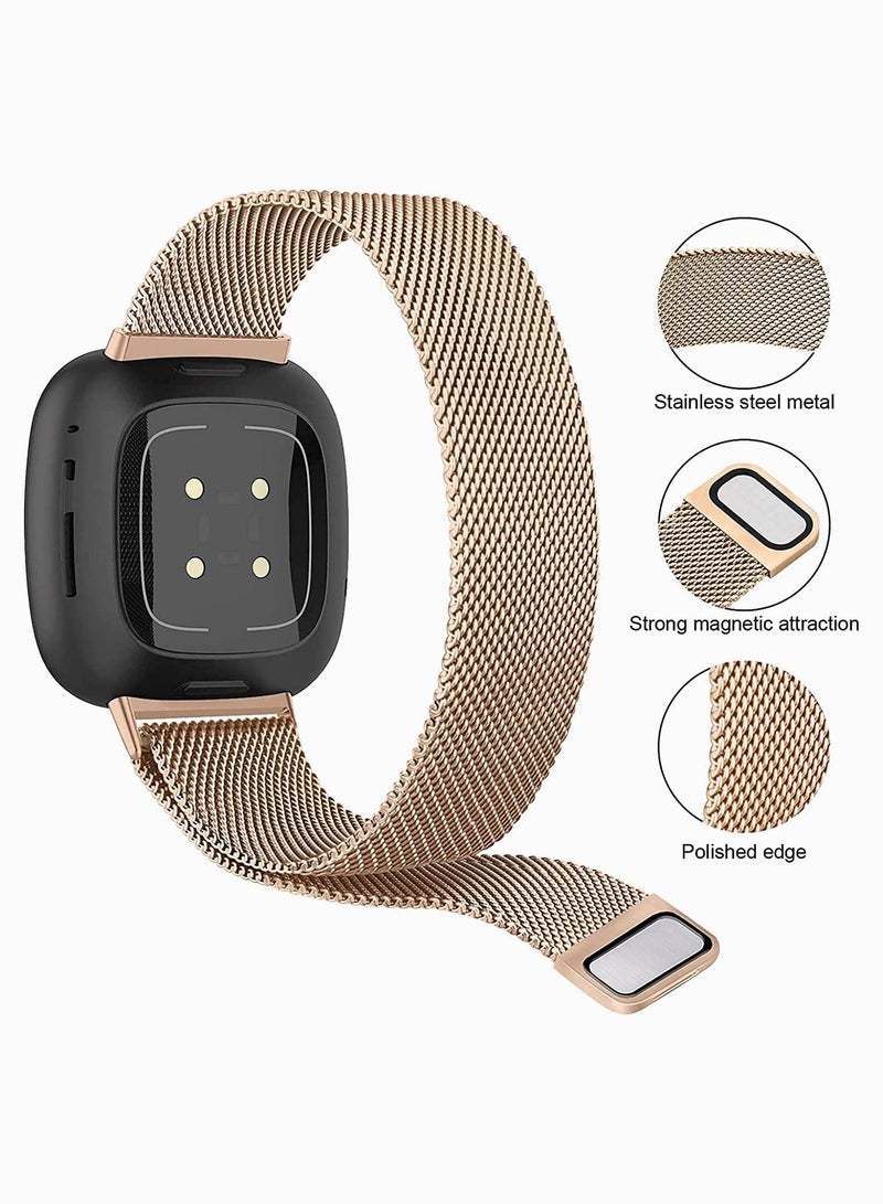 KASTWAVE Bands for Fitbit Versa 3, Metal Bands Compatible with Fitbit Sense, Stainless Steel Mesh Breathable Wristband Strap with Adjustable Magnet Lock, Replacement Wristbands for Women and Men  - Image 2