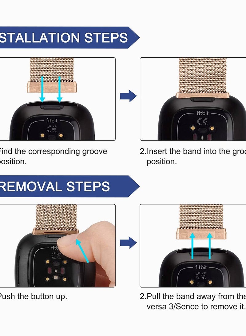 KASTWAVE Bands for Fitbit Versa 3, Metal Bands Compatible with Fitbit Sense, Stainless Steel Mesh Breathable Wristband Strap with Adjustable Magnet Lock, Replacement Wristbands for Women and Men  - Image 4