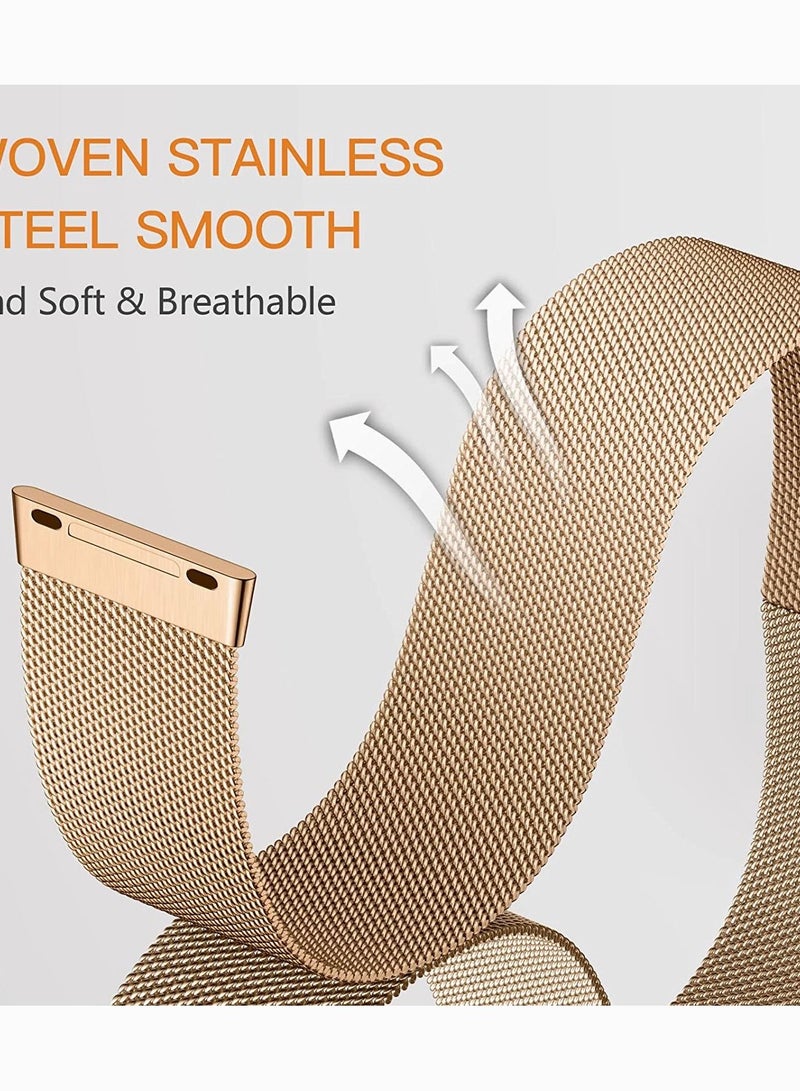 Bands for Fitbit Versa 3, Metal Bands Compatible with Fitbit Sense, Stainless Steel Mesh Breathable Wristband Strap with Adjustable Magnet Lock, Replacement Wristbands for Women and Men