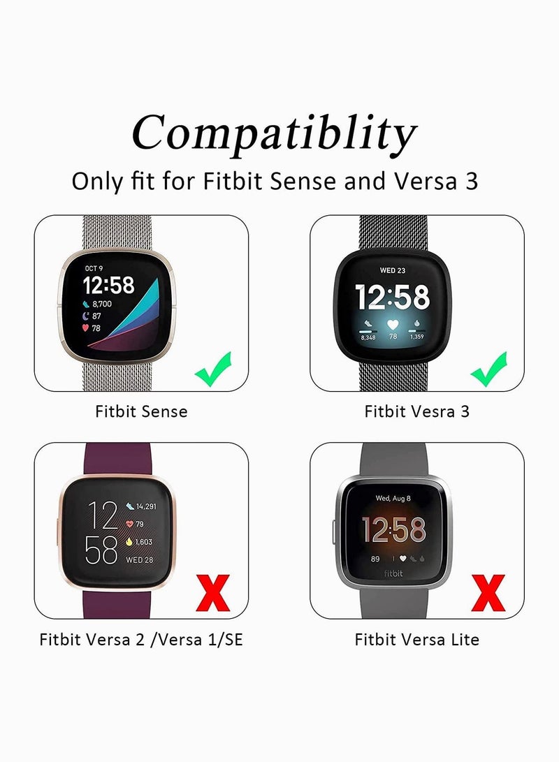 KASTWAVE Bands for Fitbit Versa 3, Metal Bands Compatible with Fitbit Sense, Stainless Steel Mesh Breathable Wristband Strap with Adjustable Magnet Lock, Replacement Wristbands for Women and Men  - Image 5