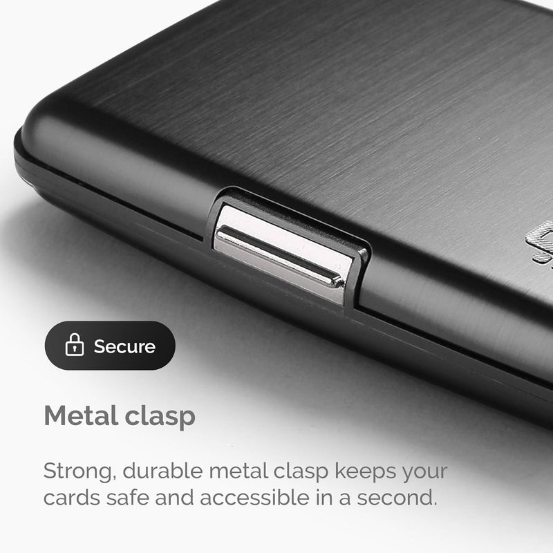 حافظة بطاقات ألومنيوم، حماية RFID من الاحتيال وإزالة المغنطة، محفظة مدمجة، موديل Smart Case STOCKHOLM (ألومنيوم أسود، قفل فائق الأمان) - Image 5