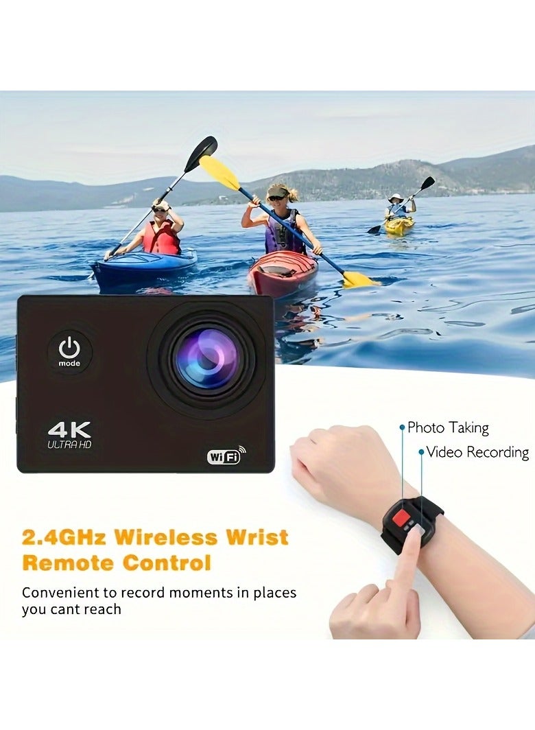 كاميرا رياضية بدقة 4K، كاميرا رياضية بدقة 1080 بكسل (مع غطاء مقاوم للماء)، كاميرا خارجية ذكية صغيرة عالية الدقة ومقاومة للماء (مع بطاقة ذاكرة)