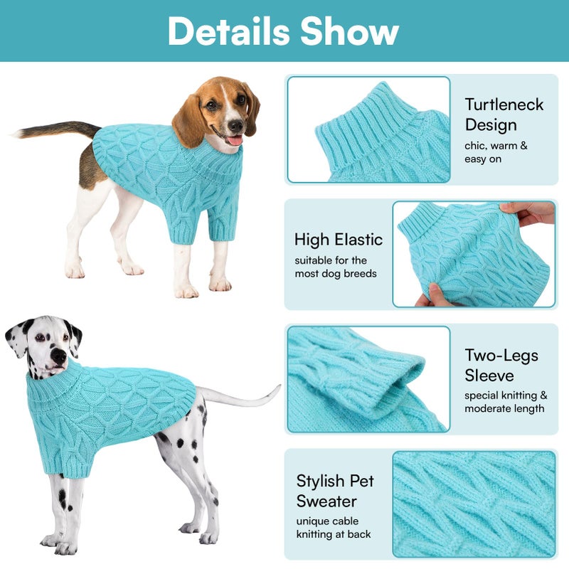 Queenmore Small Dog Sweater,Warm Pullover Dog Sweaters for Small Dogs Boys Girls,Soft Winter DogSweaters,Thick Warm Dogs Clothes for Chihuahua, Bulldog, Dachshund, Pug, Yorkie(Lake Blue,S) - Image 4