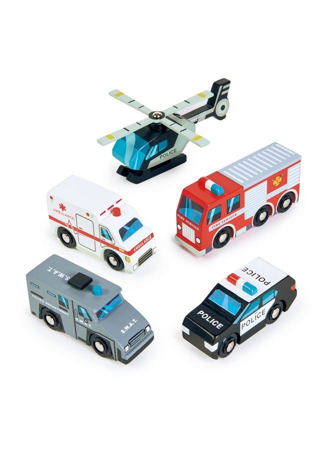 Tender Leaf Toys - Emergency Vehicles - 5 Wooden Rescue Vehicles With Moving Parts For Toddler Boys And Girls - Great Gift For Car Lovers - Educational Pretend Play Vehicles - Age 3+ - Image 4