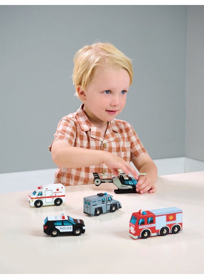 Tender Leaf Toys - Emergency Vehicles - 5 Wooden Rescue Vehicles With Moving Parts For Toddler Boys And Girls - Great Gift For Car Lovers - Educational Pretend Play Vehicles - Age 3+ - Image 5
