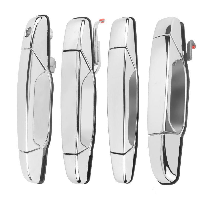 Exterior Door Handle fit for 2007 2008 2009 2010 2011 2012 2013 Chevy Silverado 1500 2500 Tahoe Suburban Avalanche GMC Sierra Yukon Cadillac Escalade Front Rear Left Right Chrome Set of 4