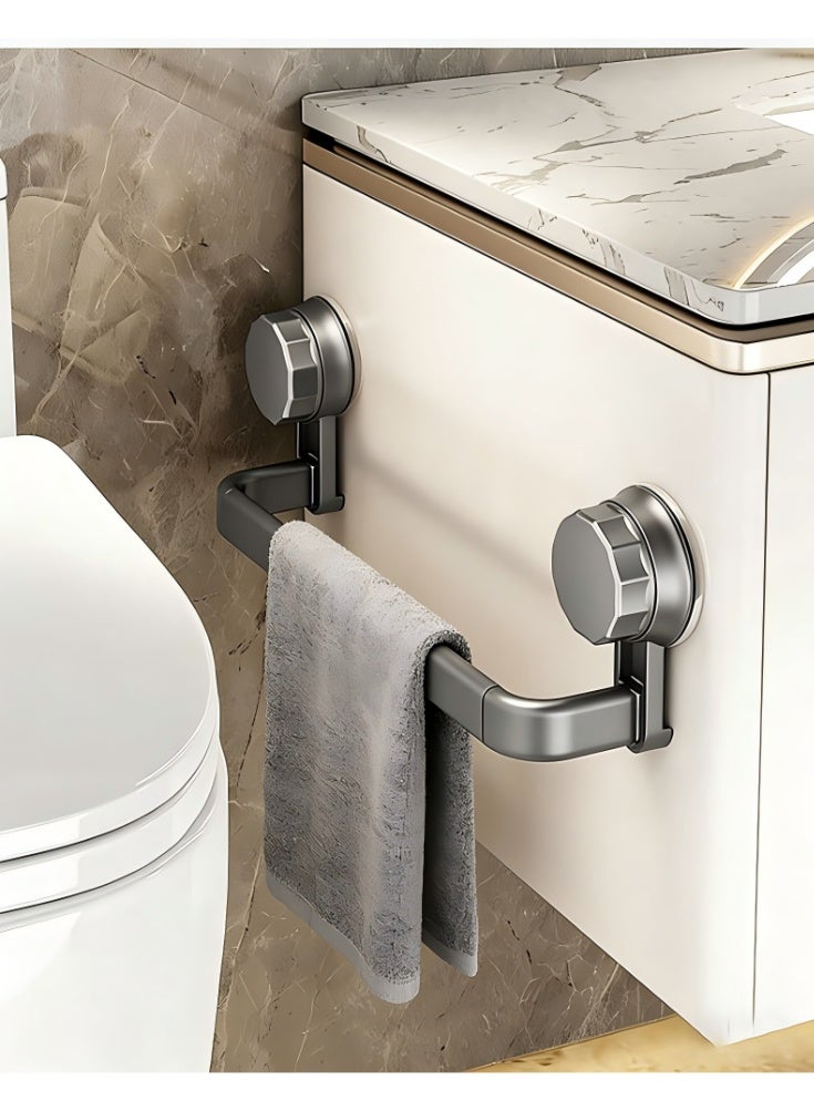 Suction Cup Rotatable Press Install Towel Bar 75cm Single Pack, Gun Gray No Drill Bathroom Towel  Rack - Image 3