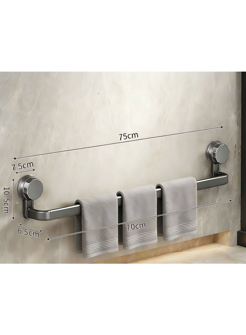 Suction Cup Rotatable Press Install Towel Bar 75cm Single Pack, Gun Gray No Drill Bathroom Towel  Rack - Image 2