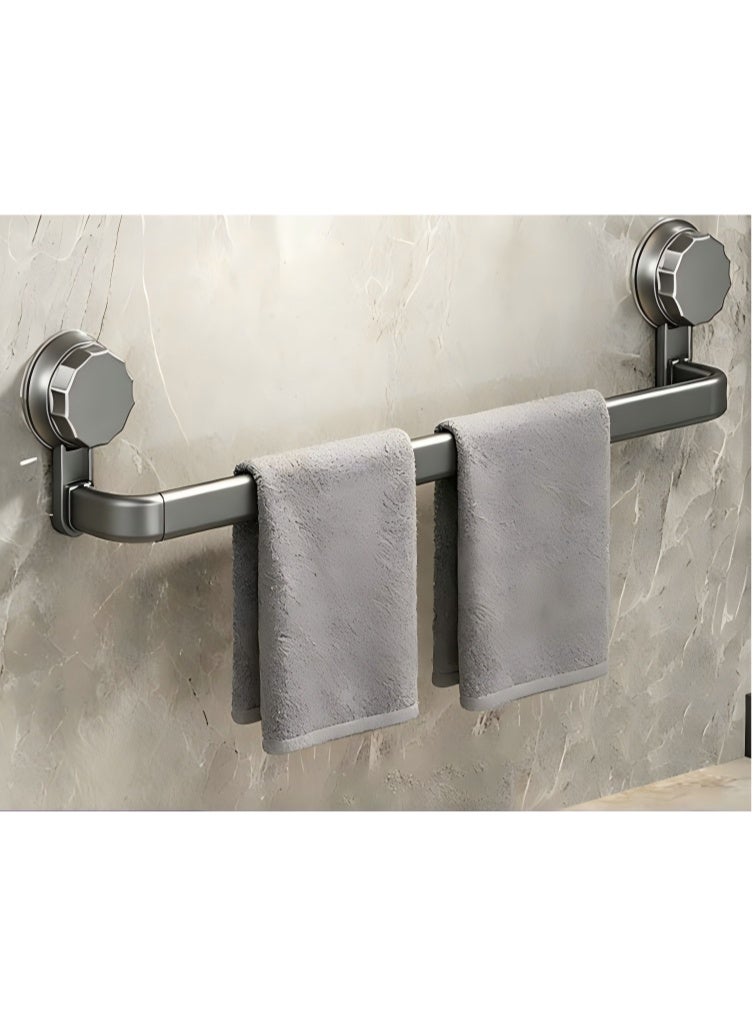 Suction Cup Rotatable Press Install Towel Bar 75cm Single Pack, Gun Gray No Drill Bathroom Towel  Rack - Image 4