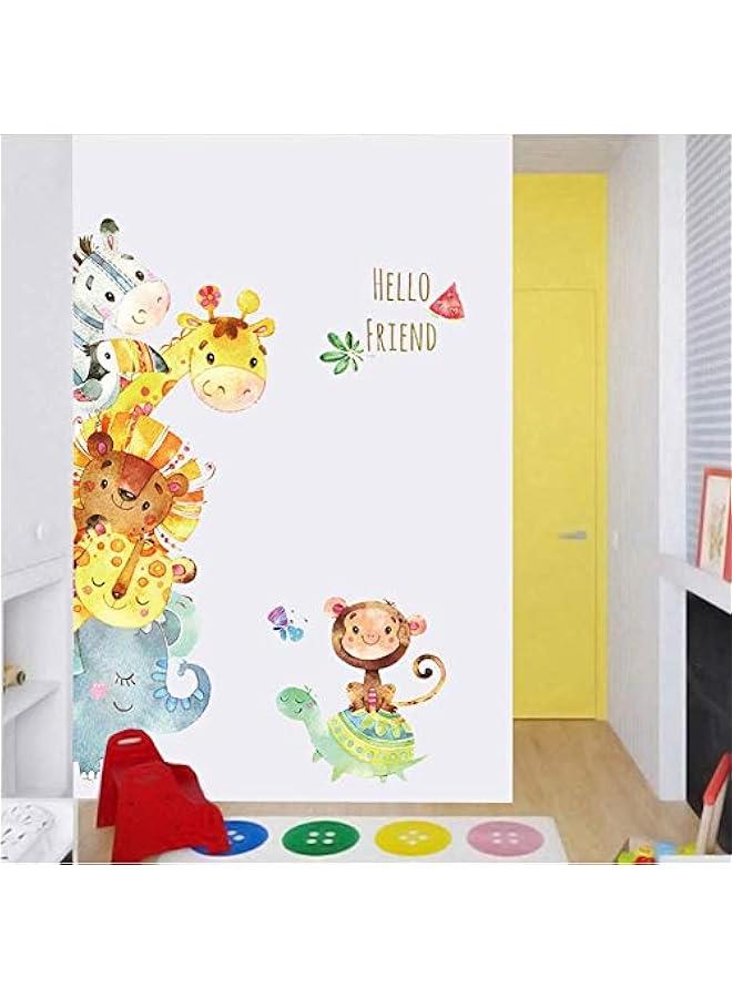 MIXDE Cartoon Animals Wall Stickers DIY Children Mural Decals for Kids Room Baby Bedroom Wardrobe Nursery Playroom Classroom Door Decor (Animal) - Image 2