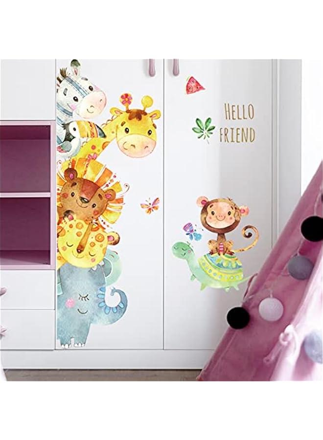 MIXDE Cartoon Animals Wall Stickers DIY Children Mural Decals for Kids Room Baby Bedroom Wardrobe Nursery Playroom Classroom Door Decor (Animal) - Image 3