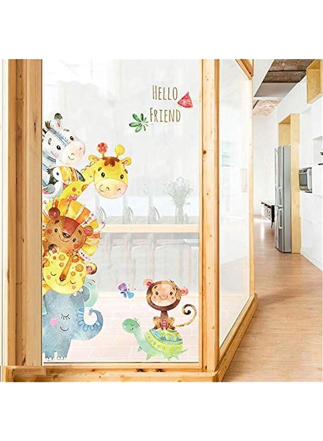 MIXDE Cartoon Animals Wall Stickers DIY Children Mural Decals for Kids Room Baby Bedroom Wardrobe Nursery Playroom Classroom Door Decor (Animal) - Image 4