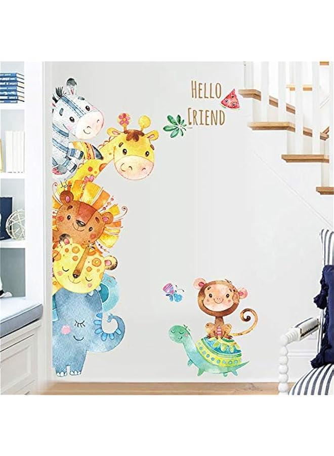 MIXDE Cartoon Animals Wall Stickers DIY Children Mural Decals for Kids Room Baby Bedroom Wardrobe Nursery Playroom Classroom Door Decor (Animal) - Image 5