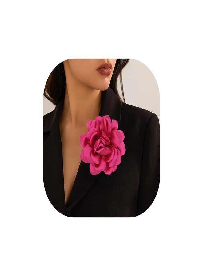 Decixde Large Flower Brooches Dainty Satin Fabric Rose Flower Brooches Delicate Elegant Handmade Flower Brooches Pin for Wedding Party Dance Banquet Ceremony Versatile Floral Accessory for Clothing and - Image 1
