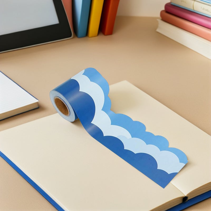 1 Roll Of Classroom Bulletin Board Border Decal Bulletin Board Border Sticker Scalloped Bulletin Board Trim Clouds Shape Decal - Image 4