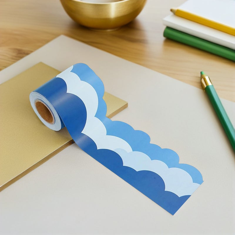 1 Roll Of Classroom Bulletin Board Border Decal Bulletin Board Border Sticker Scalloped Bulletin Board Trim Clouds Shape Decal - Image 3
