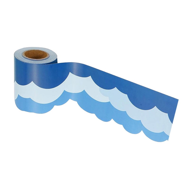 1 Roll Of Classroom Bulletin Board Border Decal Bulletin Board Border Sticker Scalloped Bulletin Board Trim Clouds Shape Decal - Image 1