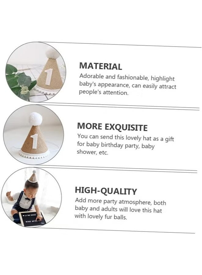 ZVEV 1st Birthday Party Hat For Babies, Birthday Hat, Adjustable Soft Headband, Birthday Decoration Celebration Cone Hats For Celebrations, Linen Decorative Hat, Party Supplies For Baby For Girl And Boy - Image 5