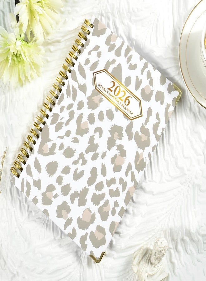 Knagsfa 2026 Monthly Planner, Jan.2026 - Dec.2026 Weekly Monthly Planner 6.25"x8.5" with Page Tabs, Calendar Hardcover with Inner Pocket, Elastic Band, Twin-Wire Binding, Bookmark,Gray Pink Leopard - Image 2