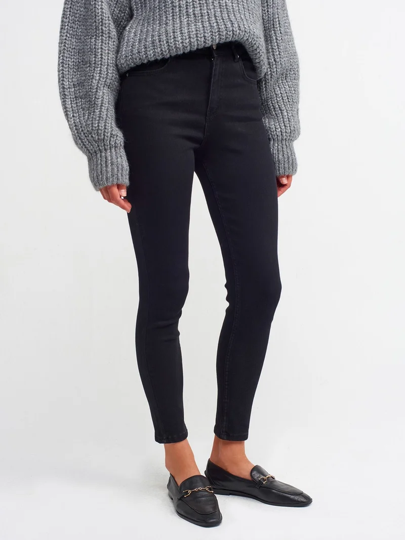 Dilvin Dilvin 4492 Enzyme Wash Power Lycra Trousers-Black