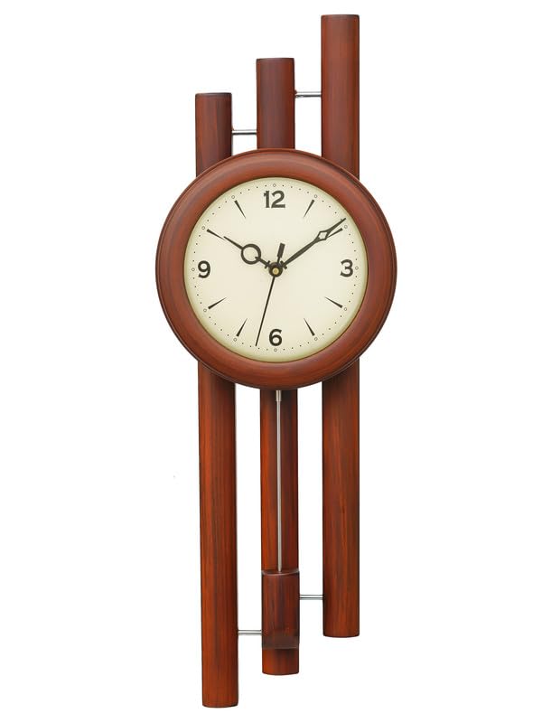 CHRONIKLE Decorative Vertical Wooden Case Analog Pendulum Wall Clock for Living Room Home Decorations Office Gifts (Size: 19 x 8.5 x 57.5 CM | Weight: 1190 Gram | Color: Brown) - Image 4