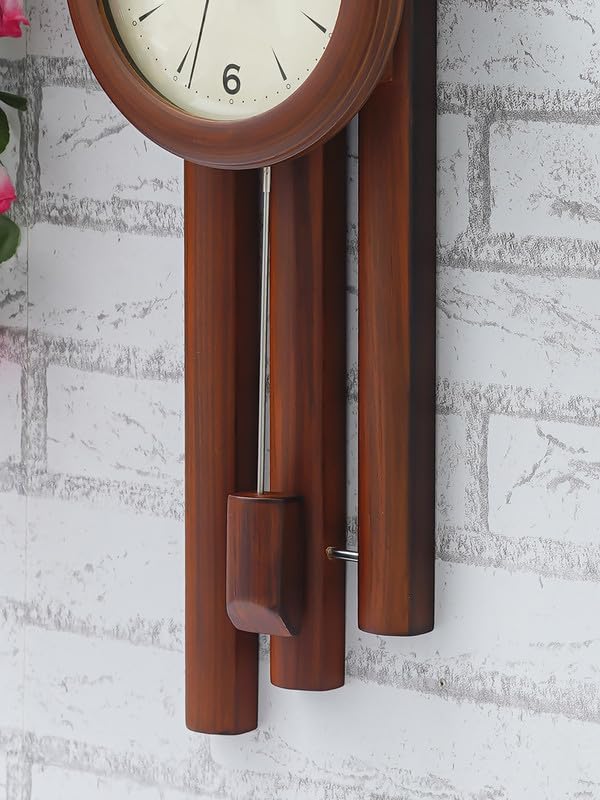 CHRONIKLE Decorative Vertical Wooden Case Analog Pendulum Wall Clock for Living Room Home Decorations Office Gifts (Size: 19 x 8.5 x 57.5 CM | Weight: 1190 Gram | Color: Brown) - Image 3