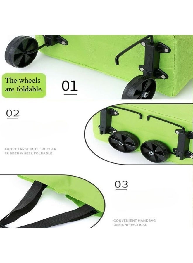 Wheeled folding shopping cart, 2-in-1 foldable shopping cart, portable wheeled shopping cart - Image 2