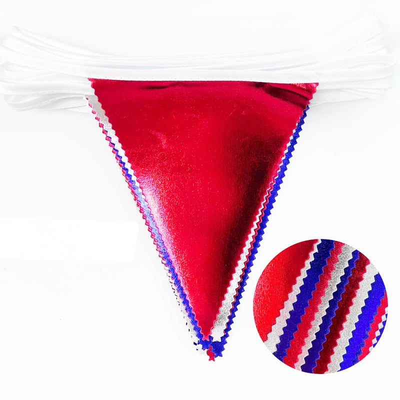 pinkblume زينة حفلات حمراء زرقاء فضية من القماش المعدني علم مثلث علم زينة للGraduations 4th of July يوم الوطني الأمريكي يوم الوطني المحاربين عيد ميلاد لوازم الحفلات الخارجية - Image 3