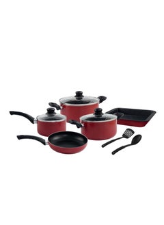 BLACKSTONE Non-Stick 10pc Cookware Set Kitchen Cooking Pot Fry Pan Milk Pot with Glass Lid and Spatulas Bake Pan Spatula BL010  - Image 1