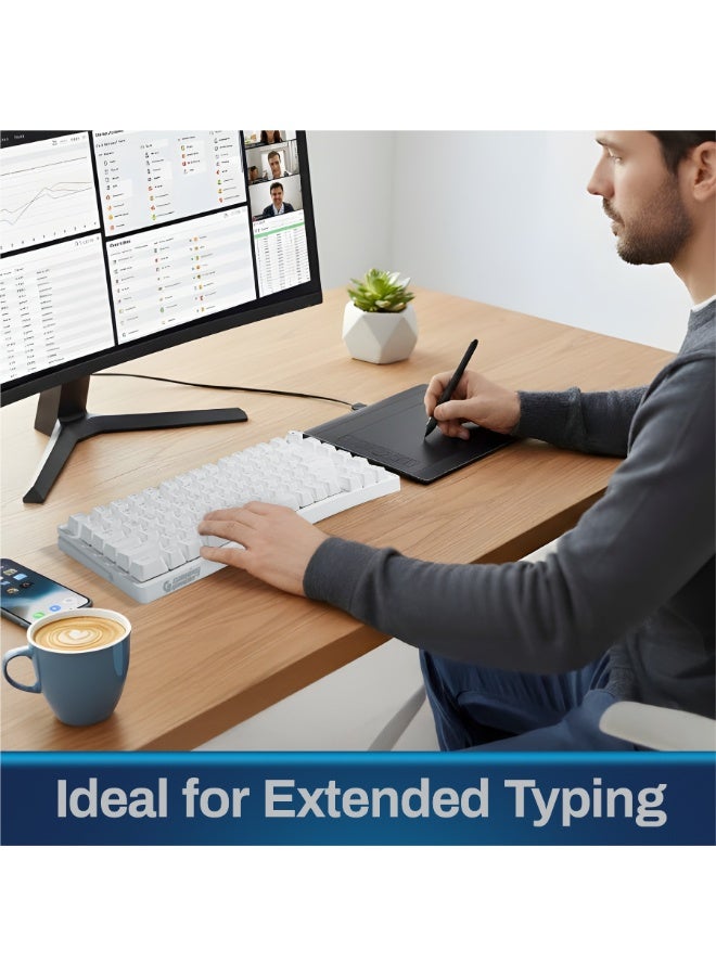 جيمنج جامبلر لوحة مفاتيح ميكانيكية Gaming Gambler 75% - ثلاثية الأوضاع (سلكية/بلوتوث/2.4 جيجاهرتز)، مفتاح أحمر، قابلة للتبديل السريع، إضاءة خلفية RGB، أغطية مفاتيح عربية/إنجليزية (الأبيض الإنجريدي)) - Image 4