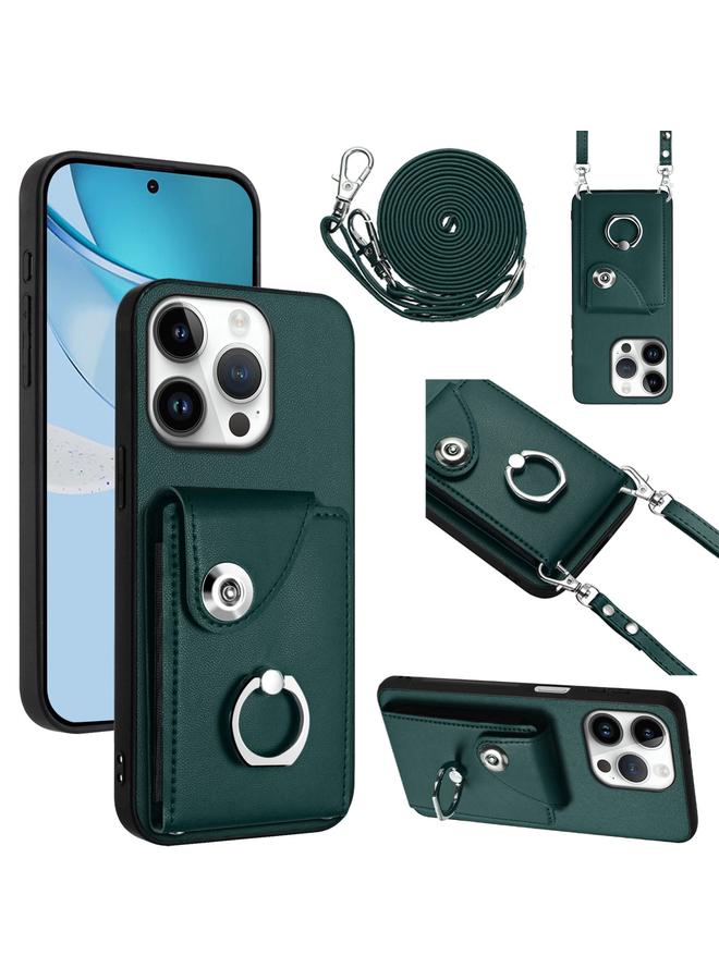 اس-توب حافظة لهاتف iPhone 16 Pro مع حامل بطاقات وحلقات وحقيبة هاتف مع حبل طويل - Image 1