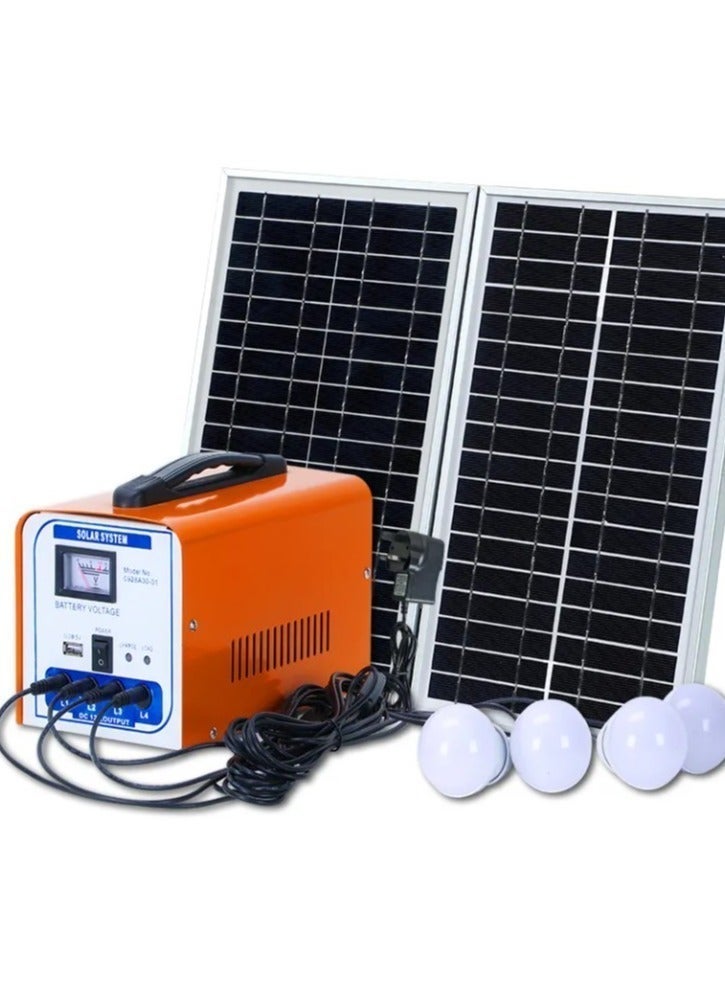 Elite A system that works with solar energy and mobile electricity to operate 4 lamps and charge the mobile phone - Image 1