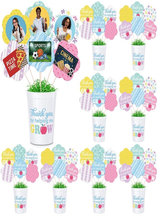 Yinkin 9 Set Teacher Appreciation Gift Card Bouquet Kit Teacher Survival Kit Thank You for Helping Me Grow Gift Card Holder Thank You Gifts for Women Men End of Year Back to School Graduation Birthday - Image 1