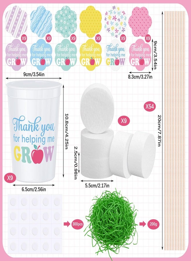 Yinkin 9 Set Teacher Appreciation Gift Card Bouquet Kit Teacher Survival Kit Thank You for Helping Me Grow Gift Card Holder Thank You Gifts for Women Men End of Year Back to School Graduation Birthday - Image 3