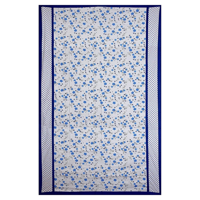 Kuber Industries Kuber Industries Flower Design Pure Cotton Single Bed Top Sheet Chadar BlueHS43KUBMART26869  - Image 2