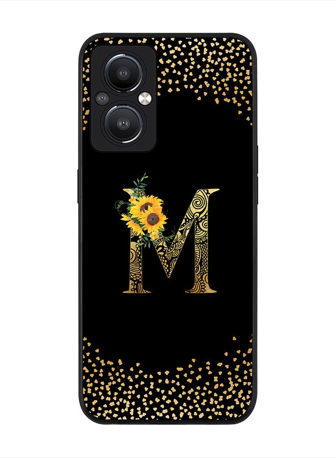 Stylizedd Rugged Black edge case for OnePlus Nord N20 5G, Slim fit Thin Cover -  Custom Monogram Initial Letter Mandala Floral Pattern Alphabet- M  (Black ) - Image 1