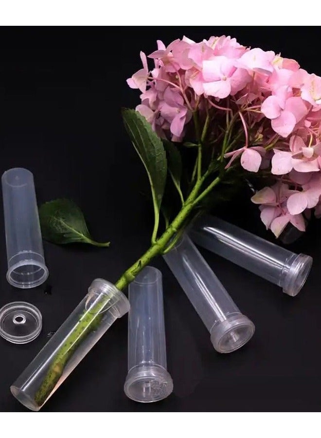 30 Pieces 2.8 Inches Floral Water Tubes Clear Plastic Flower Water Tubes Water Tubes for Flowers Rose Flower Water Vials with Rubber lids Floral Picks for Fresh Flower Arrangement Decoration - Image 3
