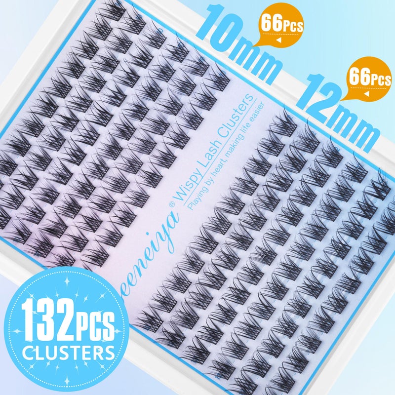 Geeneiya Wispy Lash Clusters Kit Natural Eyelash Clusters Kit 10-12MM DIY Lash Extension Kit C Curl Eyelash Extension Kit Short Individual Lashes with Lash Bond and Seal for Beginners - Image 5