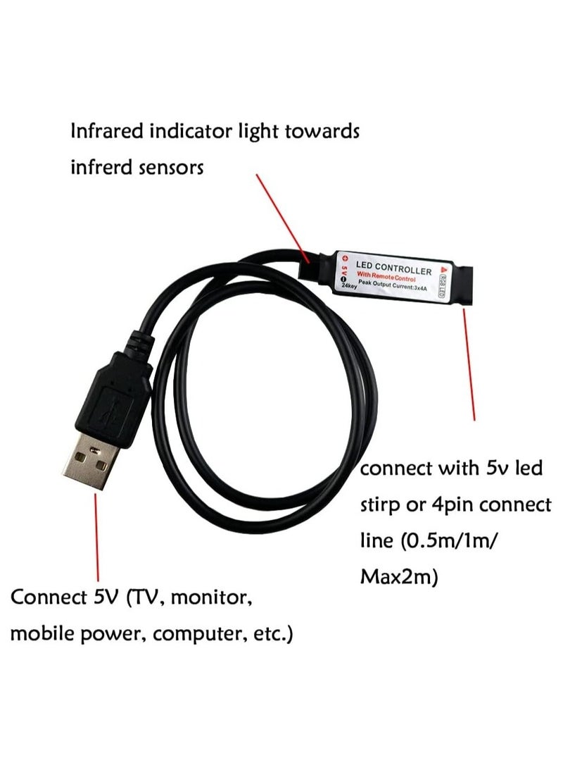 بيعتكلها 24 مفتاح USB باهتة RGB LED تحكم 5 فولت-24 فولت الأشعة تحت الحمراء عن بعد RGB LED التحكم عن بعد 4 دبوس تنطبق على 2835 5050 3528 RGB قطاع الضوء - Image 2