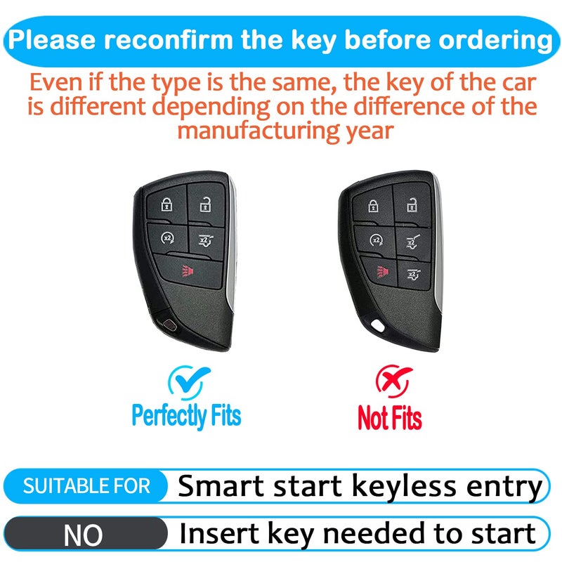 Sindeda for Chevy Key Fob Cover with Keychain Soft TPU Protection Case Compatible with 2021-2026 Chevrolet Equinox Blazer Tahoe Suburban GMC Yukon Denali Silverado 5-Buttons (Red) - Image 2