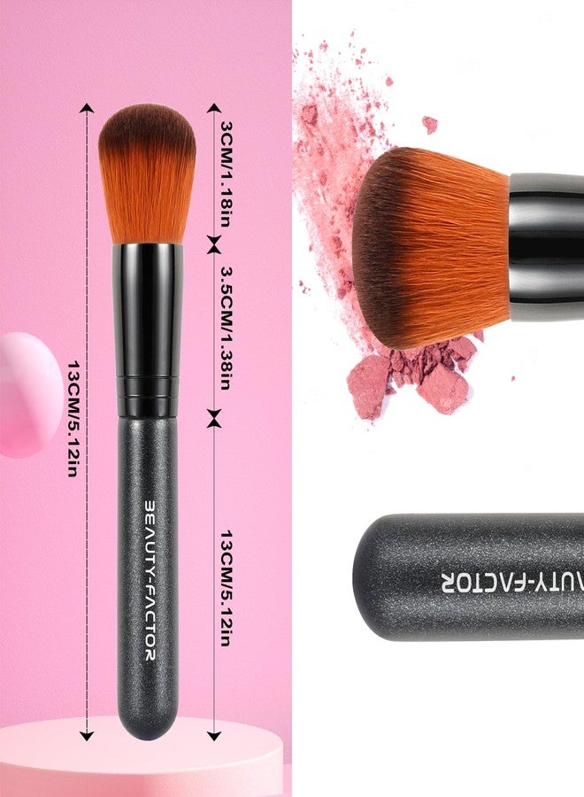 BEAUTYFACTOR Domed Foundation Brush, 13CM Professional Cheek Blush Brush with Soft Dense Synthetic Bristles Face Kabuki Makeup Brushes for Loose Powder, Liquid, Buffing, Contour, Bronzer, Cream, Blending - Image 5