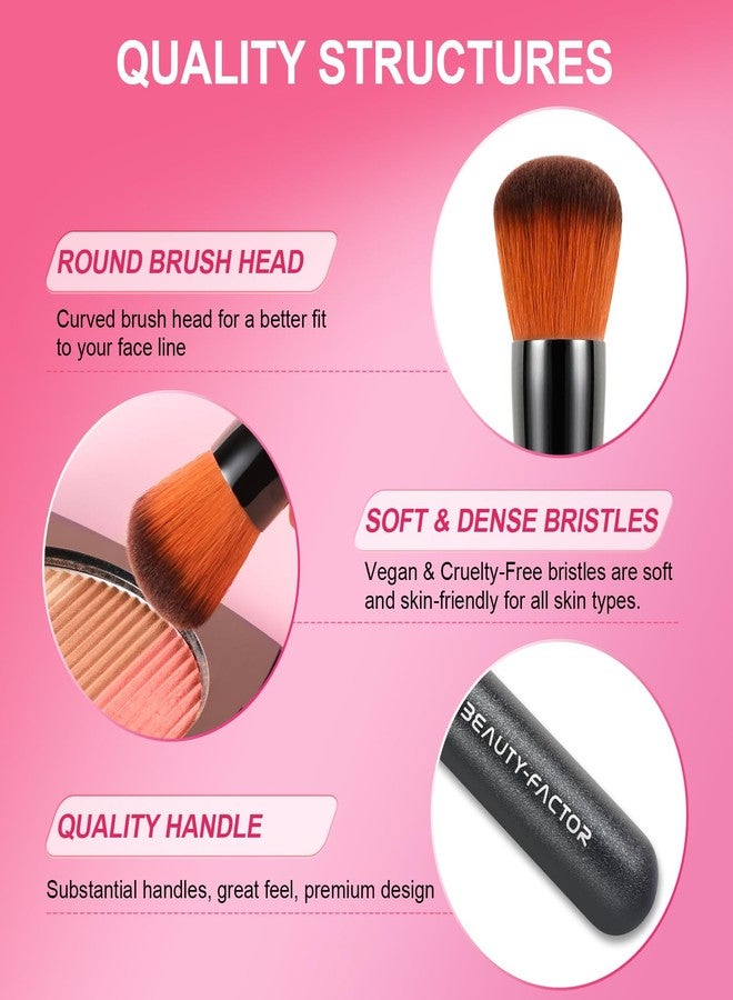 BEAUTYFACTOR Domed Foundation Brush, 13CM Professional Cheek Blush Brush with Soft Dense Synthetic Bristles Face Kabuki Makeup Brushes for Loose Powder, Liquid, Buffing, Contour, Bronzer, Cream, Blending - Image 2