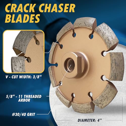 EDiamondTools 4" Crack Chaser Blade for Cured Concrete, Asphalt Repair or Joint Widen, 0.375" Width, 5/8"-11 Arbor - Image 3