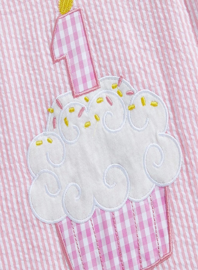 GOOCHEER Baby Girl First Birthday Outfit 1 Cake Embroidery 1st Birthday Dress Smash Cake Dresses (1st-Pink, 12-18 Months) - Image 3