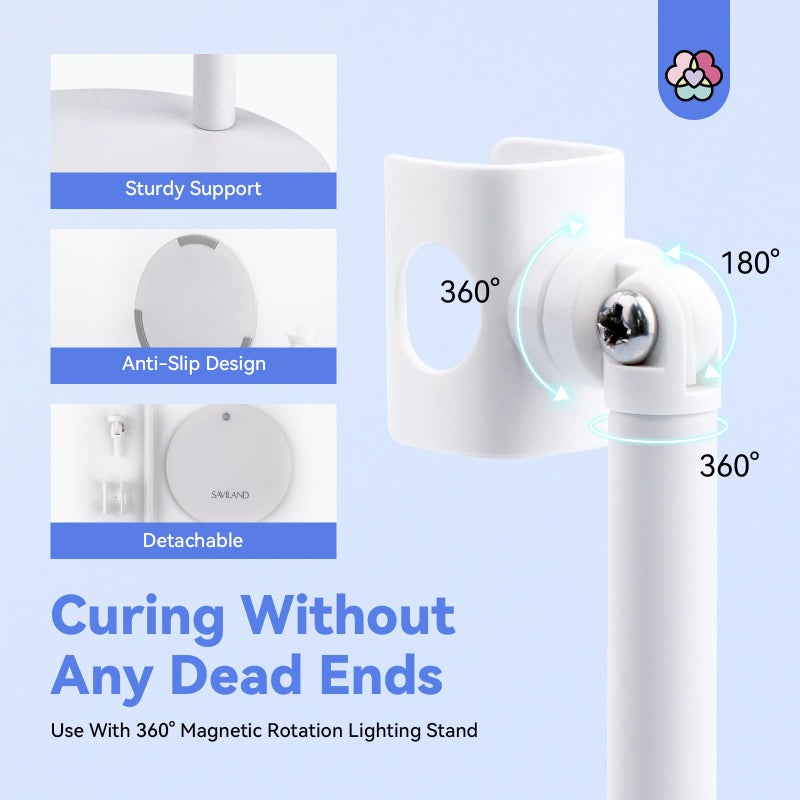 SAVILAND LED U V Light with Magnetic Stand & LCD Screen Portable Nail Lamp Kit Handsfree 2-Timer Modes Portable Mini Nail Dryer Stand for Gel Nails USB Rechargeable and Cordless for Home DIY Manicure - Image 5