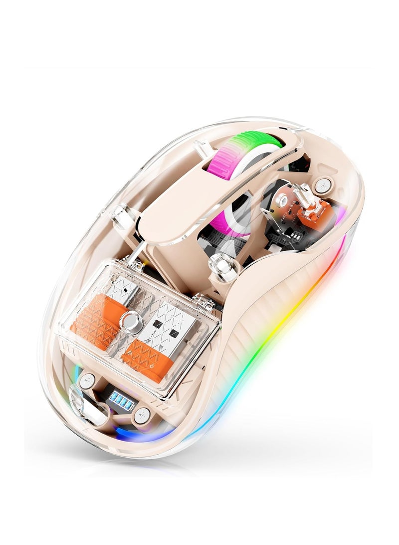 general Wireless Mouse, Wireless Gaming Mouse, Silent Mouse with RGB Lights, 5.1 Bluetooth Mouse, Dual Bluetooth, USB and Type-C 2.4G 2400 DPI, Transparent Mouse for Laptops/Desktops - Image 1