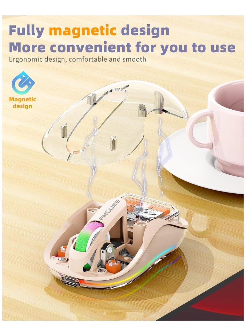 general Wireless Mouse, Wireless Gaming Mouse, Silent Mouse with RGB Lights, 5.1 Bluetooth Mouse, Dual Bluetooth, USB and Type-C 2.4G 2400 DPI, Transparent Mouse for Laptops/Desktops - Image 3