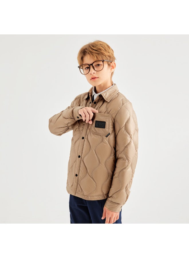 Hush Puppies School Uniform Artifact [three-proof] Boys' Winter Turn-down Collar Open-front Sports Down Jacket With Inner Warmth 85% Down Content - Image 4