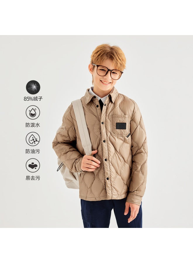 Hush Puppies School Uniform Artifact [three-proof] Boys' Winter Turn-down Collar Open-front Sports Down Jacket With Inner Warmth 85% Down Content - Image 2